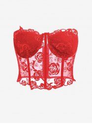 Haut Corset Tube en Dentelle - Rouge L