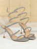Sandales Enveloppées à Talons Aiguilles en Strass pour Fête - Argent EU 37