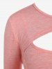 T-shirt Découpé Boutonné de Grande Taille à Manches Longues - Rose Léger  3X | US 22-24