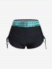 Plus Size Geo Print Twist Cinched Ruched Boyshorts Tankini Swimsuit -  
