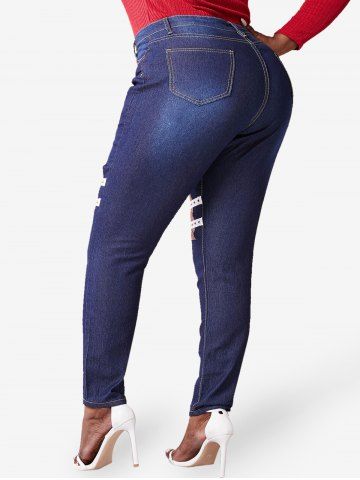 Plus Size Cutout Studded Straps Skinny Jeans