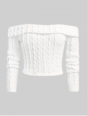 Plus Size Off The Shoulder Cable Knit Top and Handkerchief Midi Dress