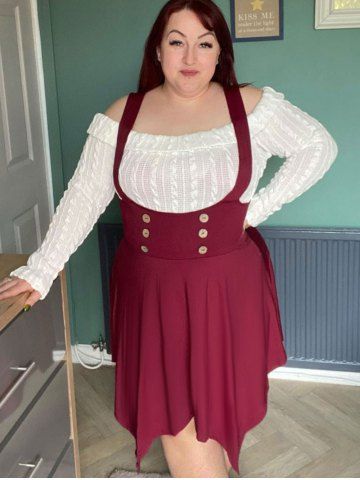 Plus Size Off The Shoulder Cable Knit Top and Handkerchief Midi Dress