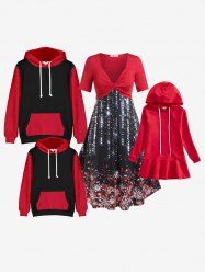 Girls Flounce Hem Hooded Christmas Dress -  