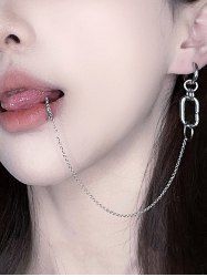 1PC No Piercing Fake Lip Ring Long Chain Lip Clip Earring -  