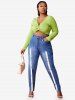 Skinny Front Slit Buttoned Tape Plus Size Jeans -  