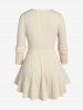 Plus Size Crisscross Lace Trim Cable Knit Zigzag Long Sleeves Tee -  