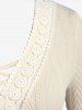 Plus Size Crisscross Lace Trim Cable Knit Zigzag Long Sleeves Tee -  