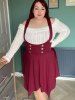Haut Mouchoir à Épaules Dénudées et Robe Mi-longue Grande Taille - Rouge foncé 1X | US 14-16