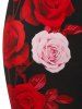 Plus Size Rose Print Bodycon Mini Dress -  