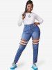 Plus Size Cutout Studded Straps Skinny Jeans -  