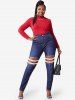 Plus Size Cutout Studded Straps Skinny Jeans -  
