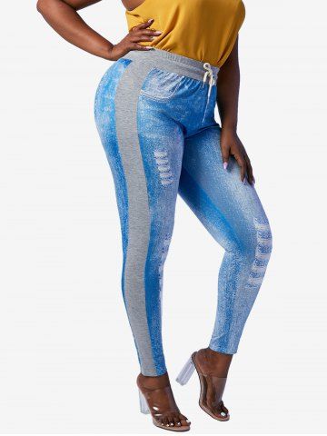 Pantalón 3D del panel Combo de Marl Pantalones delgados - BLUE - 1X
