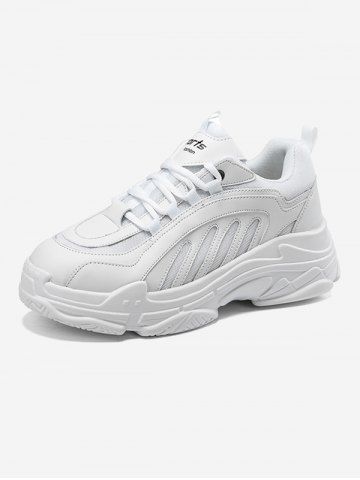 Zapatos de Deporte Grueso con Cordones y Solapa - WHITE - EU 45