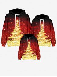 Kids 3D Sparkles Christmas Tree Flocking Lined Front Pocket Pullover Hoodie -  