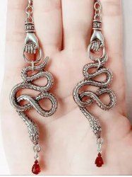 Boucles D'Oreilles Pendantes en Forme de Serpent Style Vintage - Argent 
