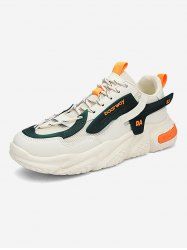Letter Breathable Mesh Insert Chunky Sneakers -  