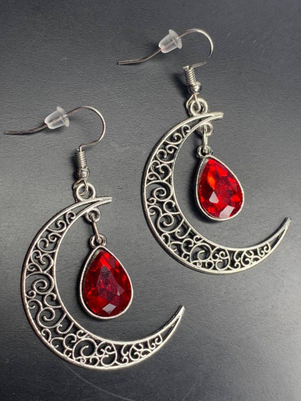 Affordable Gothic Moon Blood Drop Earrings  