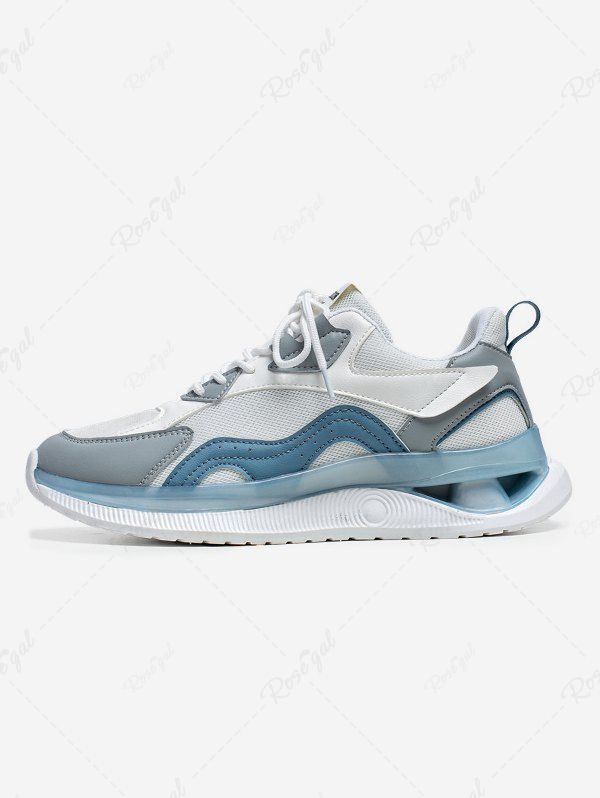 Trendy Letter Patched Breathable Mesh Insert Colorblock Running Shoes  