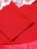 Mini Robe Ligne A Ceinturée à Imprimé Fleur et Flocon de Neige à Epaule Dénudée de Noël - Rouge M