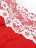 Mini Robe Ligne A Ceinturée à Imprimé Fleur et Flocon de Neige à Epaule Dénudée de Noël - Rouge M
