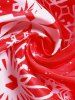 Mini Robe Ligne A Ceinturée à Imprimé Fleur et Flocon de Neige à Epaule Dénudée de Noël - Rouge M