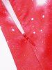 Mini Robe Ligne A Ceinturée à Imprimé Fleur et Flocon de Neige à Epaule Dénudée de Noël - Rouge M