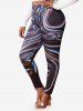 Plus Size Abstract Print High Waisted Skinny Leggings -  