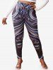 Plus Size Abstract Print High Waisted Skinny Leggings -  