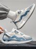 Letter Patched Breathable Mesh Insert Colorblock Running Shoes -  