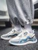 Letter Patched Breathable Mesh Insert Colorblock Running Shoes -  