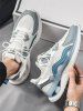 Letter Patched Breathable Mesh Insert Colorblock Running Shoes -  