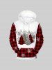 Kids Christmas Tree Snowflakes Plaid Flocking Lined Pullover Hoodie with Pocket -  