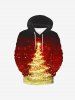 Kids 3D Sparkles Christmas Tree Flocking Lined Front Pocket Pullover Hoodie -  