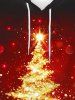Kids 3D Sparkles Christmas Tree Flocking Lined Front Pocket Pullover Hoodie -  