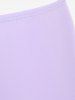 Maillot de Bain Tankini Mouchoir Plongeant Rembourré Panneau en Dentelle Imprimé sans Dos de Grande Taille - Violet clair M | US 10