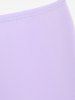 Plus Size Lace Panel Plunging Backless Printed Padded Handkerchief Tankini Swimsuit -  
