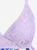 Plus Size Lace Panel Plunging Backless Printed Padded Handkerchief Tankini Swimsuit -  