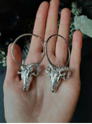 Gothic Goat Hoop Drop Earrings -  