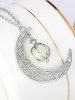 Noctilucence Crystal Moon Chain Alloy Pendant Necklace -  
