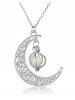 Noctilucence Crystal Moon Chain Alloy Pendant Necklace -  