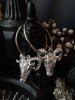 Gothic Goat Hoop Drop Earrings -  