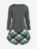 Plus Size Marled Convertible Tee and Plaid Tank Top Set -  