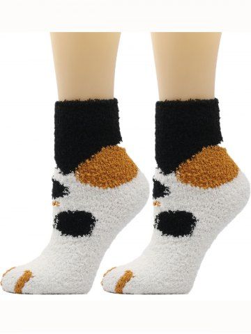 Coral Fleece Cat Paw Crew Socks