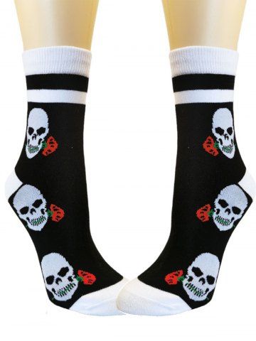 Gothic Rose Skull Crew Socks - MULTI
