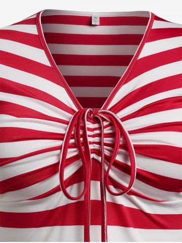 Plus Size Christmas Printed Striped Pin Up Dress