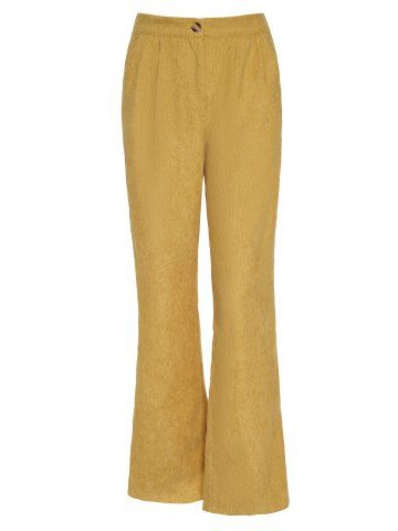 Pantalon Long Zippé Texturé à Taille Haute à Jambe Large en Couleur Unie - LIGHT COFFEE - L