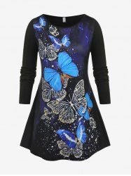 Plus Size Butterfly Print Tunic Tee -  