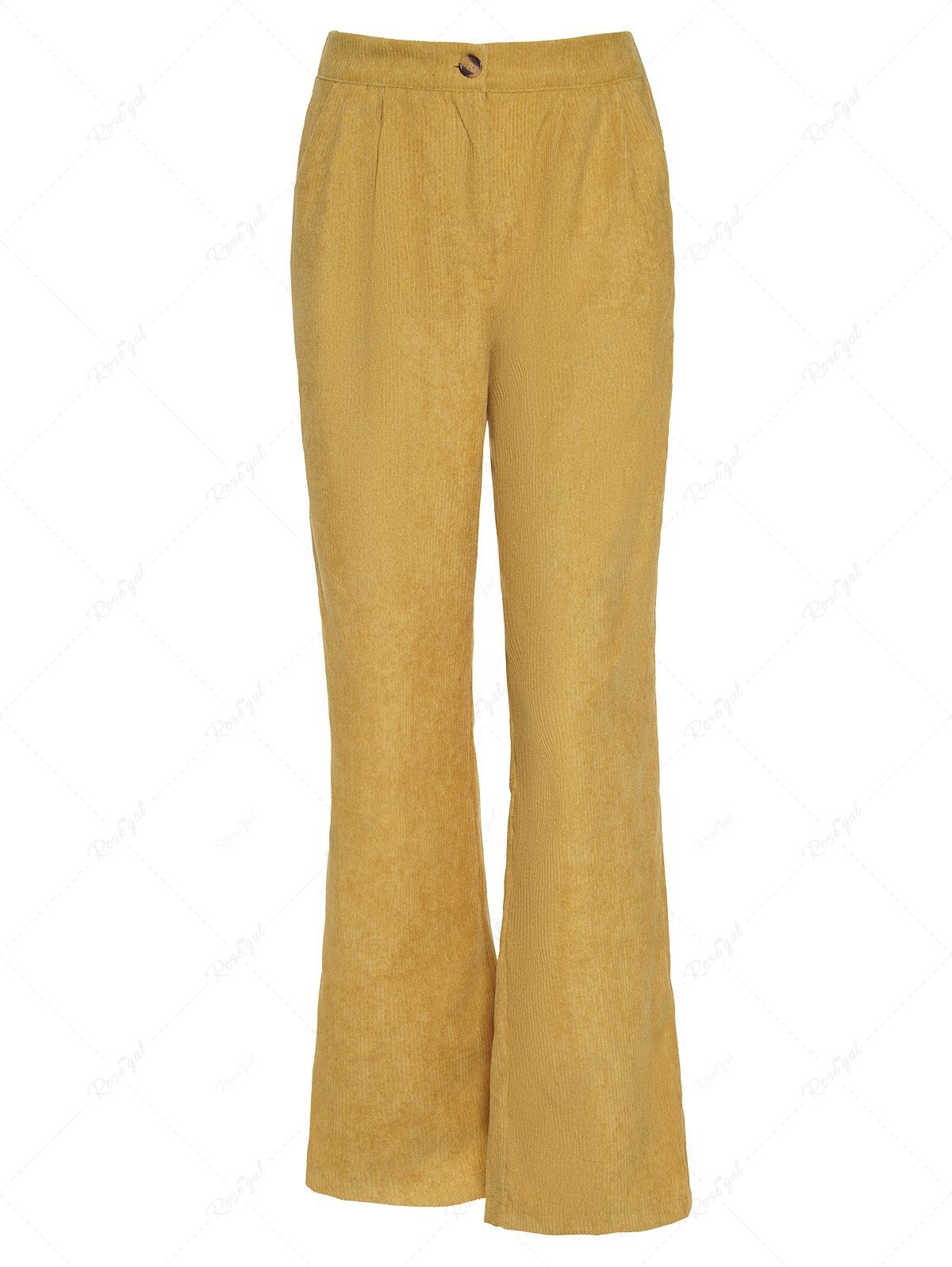 Latest Textured Plain Color Zipper Fly High Waisted Wide Leg Long Pants  