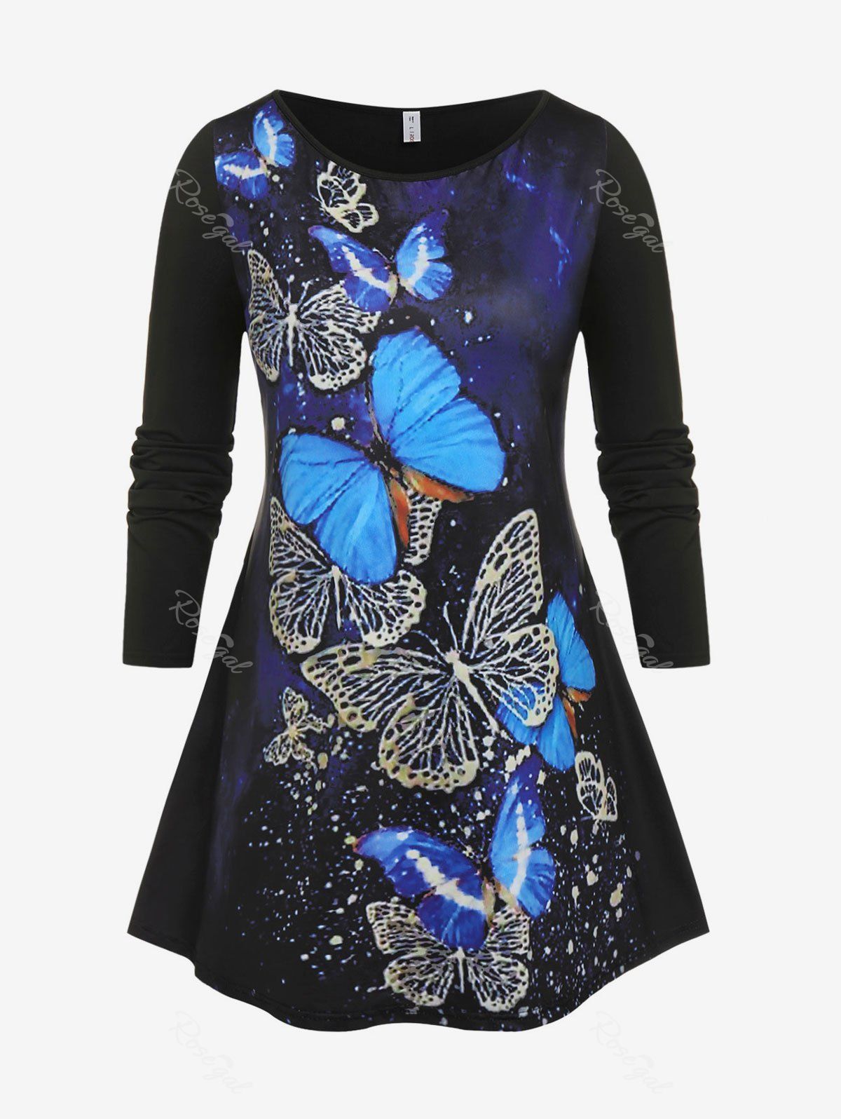Discount Plus Size Butterfly Print Tunic Tee  